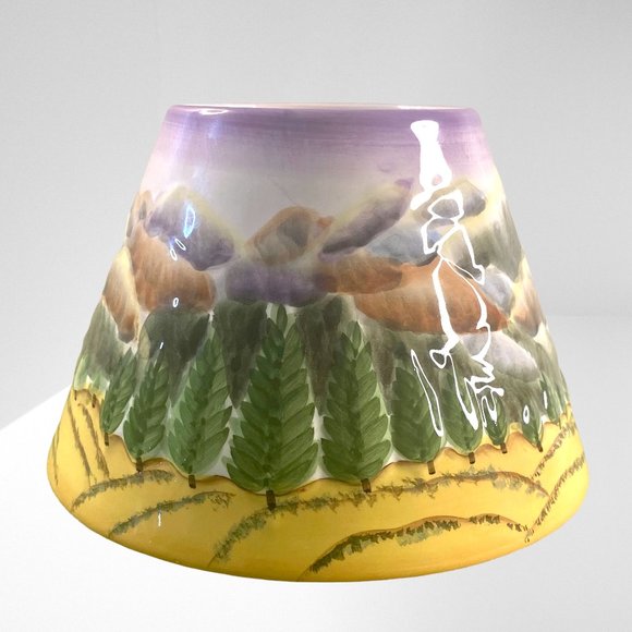 Yankee Candle Large Jar Topper Shade RARE Lampshade Style Trees and Mountains